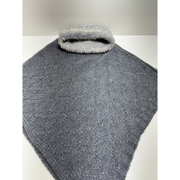 Cocogio Gray Cowl Neck Chunky Knit Poncho Sweater Made In Italy Wool Alpaca - Picture 7 of 8